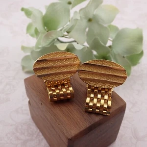Vintage Dante Oval Gold Tone Panther Chain Wrap Around Cufflinks - Picture 1 of 5