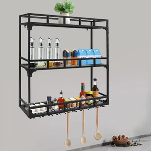 Soporte decorativo para botellas de vidrio montado en la pared de hierro negro estante para vino montado en la pared - Imagen 1 de 21
