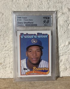GARY SHEFFIELD RC 1989 TOPPS  FUTURE STAR #343 CEX 9 Mint Graded RC