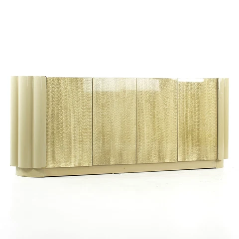 Karl Springer Style Mid Century Faux Snakeskin Credenza Cover