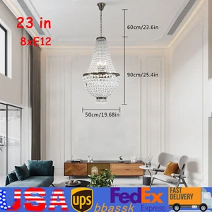 French Empire Crystal Chandelier Ceiling Lamp Hanging Lighting Fixture E12 - Picture 1 of 12