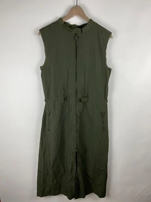 Vintage Burberry London Women’s Full Zip Sleeveless Olive Dress Y2k Sz M - Image 1 of 4