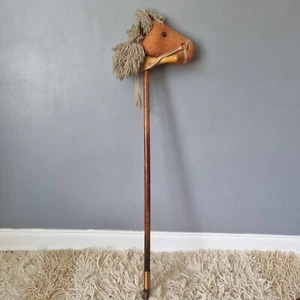 Vintage Hobby Horse On Stick Riding Horse Toy Antique Horse on Wheel 125 cm - Picture 1 of 10