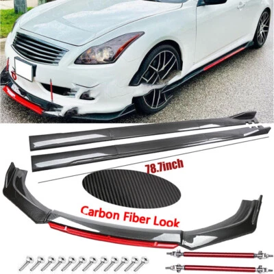 Body Front Bumper Lip For Infiniti G35 G37 +78.7"Side Skirt Extention Spoiler Foto 1 de 4