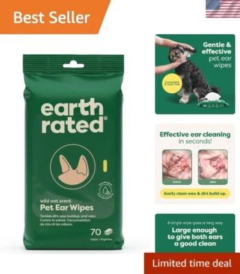 70 Count Wild Oat Scented Pet Ear Wipes - Gentle, Mess-Free Cleaning for Dogs - Image 1 of 4