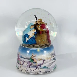 Roman Nativity Snow Globe Mary Joseph Jesus Holy Family Music Box Silent Night - Picture 1 of 7