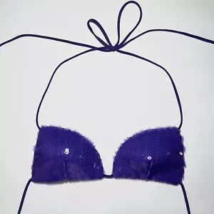 LaQuan Smith Women’s Sequin Halter Bra Top in Grape Size Medium - Picture 1 of 6