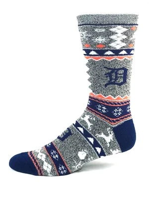 Detroit Tigers Adult Baseball Ugly Christmas Sweater Crew Socks - Image 1 of 3