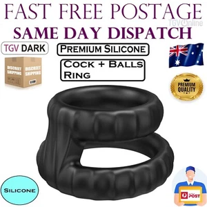TGV Dark Double Cock + Balls Ring For Men - Picture 1 of 24