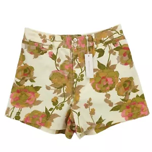 NWT REBECCA TAYLOR Floral Print Stretch Cotton Twill High Waisted Shorts Size 10 - Picture 1 of 8