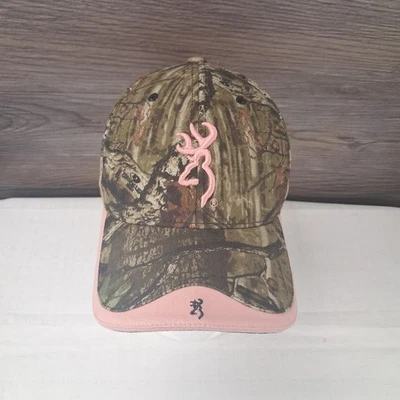 Browning mossy oak hat for women with pink embroidery and trim Adjustable size. - Image 1 of 4