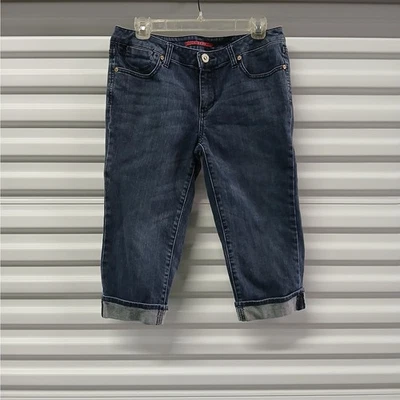 Vigoss Junior's Capri Jeans Girls Size 9 Blue Denim Skimmer Shorts Cuffed Pants  - Image 1 of 4