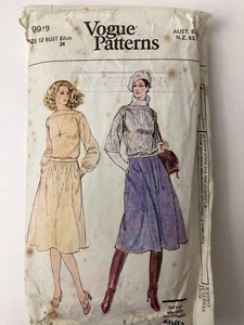 Vintage Vogue Sewing Pattern 9918 Sz 12 Top + Skirt Cut Complete + Instructions - Picture 1 of 5