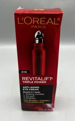 Crema de ojos antienvejecimiento L'Oreal Revitalift Triple Power de L'Oreal, 0,5 oz totalmente nueva Foto 1 de 4