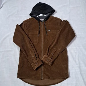 Hawk Corduroy Brown Small Mens Zip Hoodie Skate Sk8 Casual Jacket Coat Shirt  - Picture 1 of 9