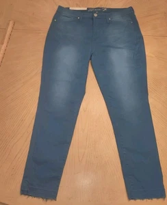 Seven Jeans Damen Größe 14 Hellblau/Türkis Cropped ausgefranste Bündchen Skinny Fit - Bild 1 von 11