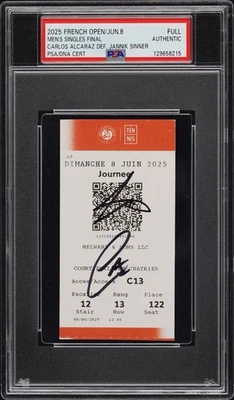 Carlos Alcaraz Jannik Sinner Firmado 2025 Finales del Abierto de Francia PSA/ADN AUTO Foto 1 de 3
