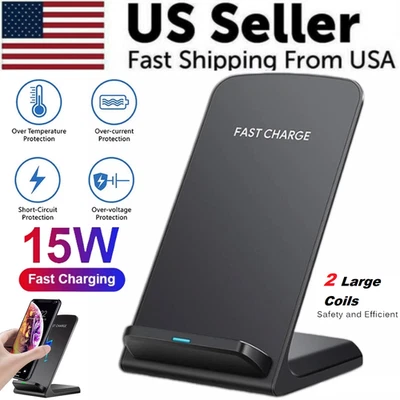 New Qi Wireless Fast Charger Charging Stand Dock For Samsung Galaxy And More - Image 1 of 4