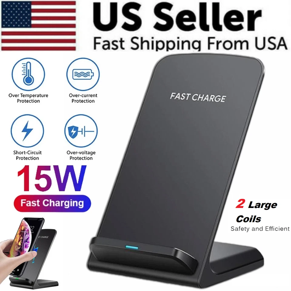 New Qi Wireless Fast Charger Charging Stand Dock For Samsung Galaxy And More - Image 1 of 4