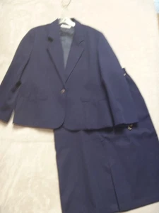 Womens Navy Blue Skirt Suit Size 14 Petite Comfort Fit vintage 2 piece  Career - Picture 1 of 11