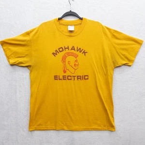 Vintage Mohawk Electric T-Shirt Yellow Hanes 50/50 Made in USA Single Stitch XL - Picture 1 of 5