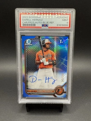 2022 Bowman Darell Hernaiz Chrome 1st Prospect Blue /150 Auto PSA 9 #CPA-DHZ - Image 1 of 2