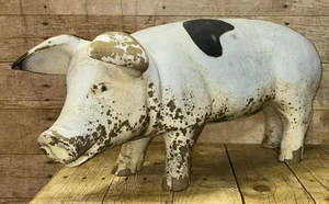 Vintage Large Hand-Painted Gloucestershire Old Spots Pig Butcher Shop Figure - Picture 1 of 10