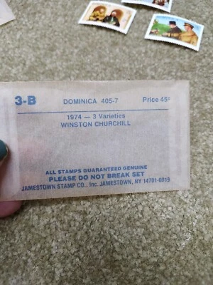 Jamestown Stamp Co 3-B Dominica 1974 3 variedades Winston Churchill - Imagem 1 de 4