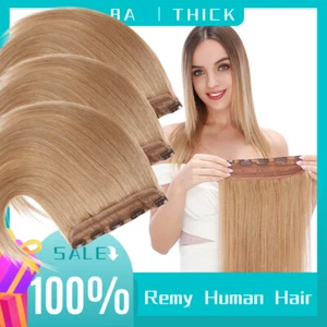 One Piece Clip In Hair Extensions 100% Remy Human Hair Weft Full Head cinnamon - Picture 1 of 31