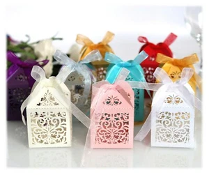 Laser Cut Flower Candy Boxes Bridal Shower Wedding Favor Gift Box - Picture 1 of 14