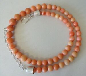 JAY KING MINE FINDS SALMON CORAL BEADED NECKLACE STERLING SILVER