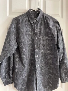 Saturdays Hemd Herren Medium Schwarz Paisley Langarm Preppy Knopfleiste - Bild 1 von 6