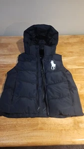 Polo Ralph Lauren Kids Big Pony Removable Hood Puffer Down Vest Black New - Picture 1 of 6