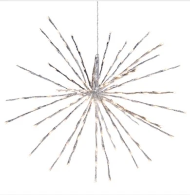 NWT Raz Imports L 28” Warm White LED Lighted Starburst & Remote Silver Branches - Image 1 of 4