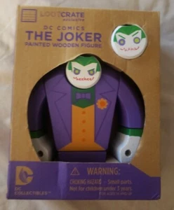 Loot Crate DC Comics Wooden 4" Joker Figure Interchangeable Faces As is in pic - Picture 1 of 7