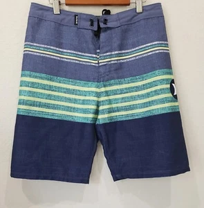 Hurley Boys Blue Yellow Green Stripes Board Shorts Surf Swim Trunks, Size 16 - Picture 1 of 9