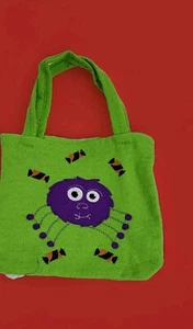 Halloween Funny Purple Spider Green Felt Trick Or Treat Goodies Bag New - Picture 1 of 2