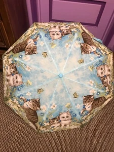 Vintage Kitty Cat Umbrella W/ Push Button Release & Protective Cover. Looks New - Picture 1 of 15