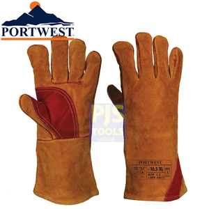 Portwest A530 kevler leather glove welders gauntlet woodburner stove log fire - Picture 1 of 4
