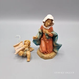 VTG 1991 Fontanini Mother Mary and Angel Nativity Figure 4" Signed Polymer Resin - Picture 1 of 13