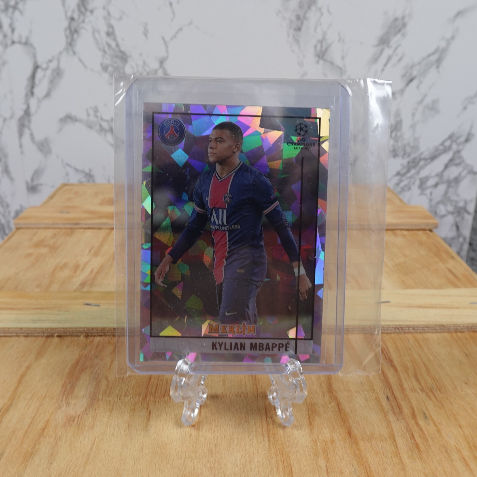 KYLIAN MBAPPE 2020-21 TOPPS MERLIN CHROME UCL ATOMIC REFRACTOR #D 132/250 SP