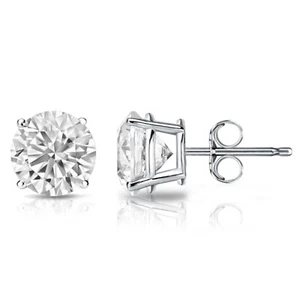 0.25 to 2 Lab Grown Diamond Round Stud Earrings in 14k, 4-prong with Push Back - Picture 1 of 16