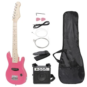 Chitarra elettrica rosa 30" con amplificatore e molto altro kit accessori combo per bambini - Foto 1 di 12