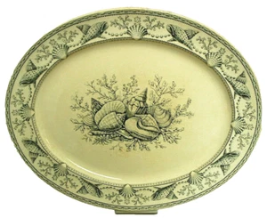 Nantasket Clovelly 1876 Oval Platter 17.5" Seaweed, Seashells Transferware M4577 - Picture 1 of 12