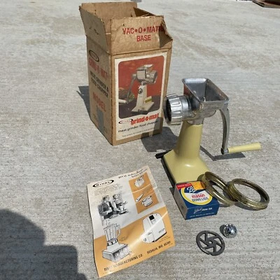 Vintage Grind-O-Mat Rival Meat Grinder  Food Chopper Model 303 Original Box -LN - Image 1 of 4