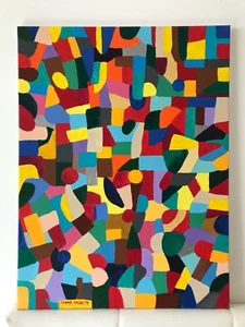 NEW SUPER INDRE VILKE ORIGINAL "Dancing" beautiful abstract modern art PAINTING - Picture 1 of 1