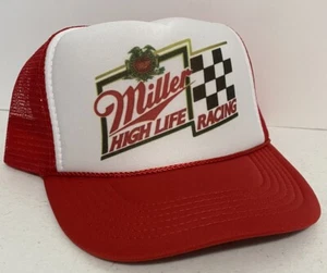 Vintage Miller High Life Racing  Trucker Hat  snapback Unworn Red NASCAR hat - Picture 1 of 2
