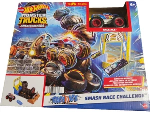 Hot Wheels Monster Truck Arena Smashers Race Ace Truck Smash Race Challenge New - Picture 1 of 2