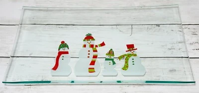 Pampered Chef Muñeco de Nieve Rectangular Plato Transparente 2821 13.5" x 8" Vidrio NUEVO Foto 1 de 4