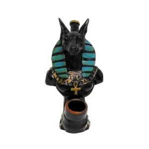 Pipa de mano para fumar tabaco Anubis hecha a mano perro chacal dios egipcio de los muertos - Imagen 1 de 5